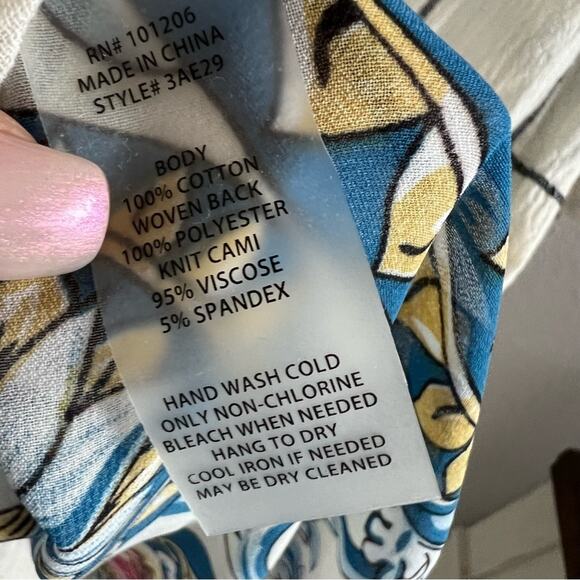 Soft Surrounding Tunic Back Floral Sheer Panel with Front Window Pane Medium P - Picture 8 of 11